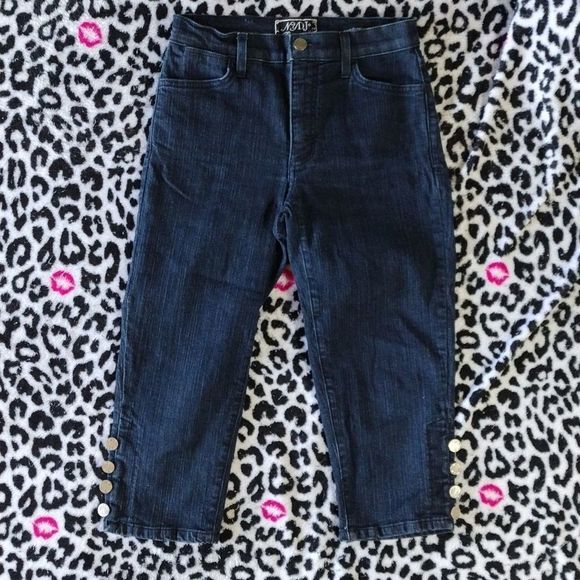 NYDJ Cotton Cropped Button Hem Denim Jeans - Picture 3 of 14